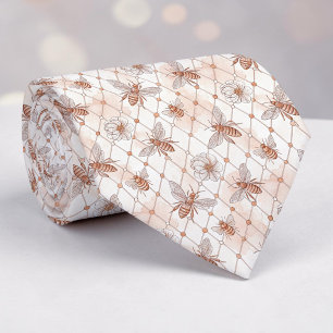 Roze Bij Patroon Op Maat Gemaakte Heren Das