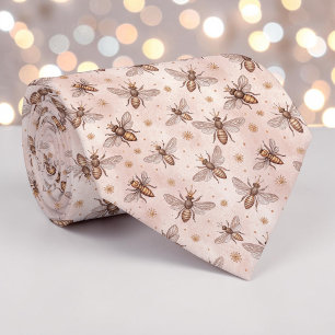 Roze Bij Patroon Op Maat Gemaakte Kraag Stropdas