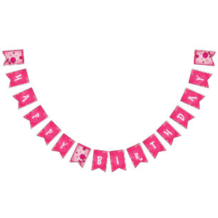 Roze bij Play Jeweled Happy Birthday Vlaggetjes