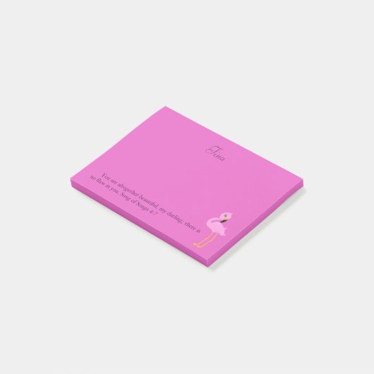  roze bijbelse flamingstok post-it® notes (Schuin)