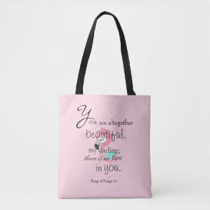 roze bijbelse flamingstok tote bag