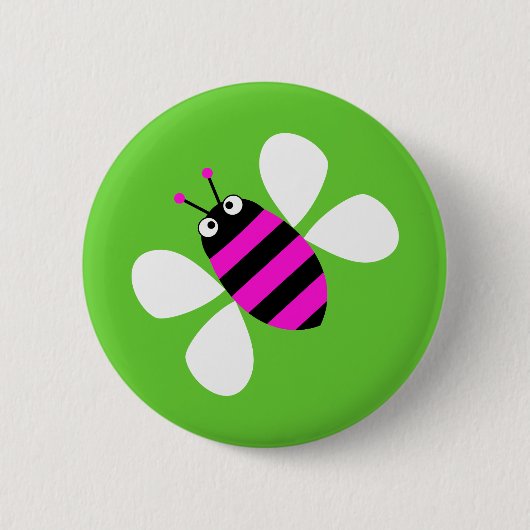 Roze bijen ronde button 5,7 cm (Voorkant)
