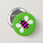 Roze bijen ronde button 5,7 cm (Voorkant /achterkant)