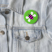 Roze bijen ronde button 5,7 cm (In situ)