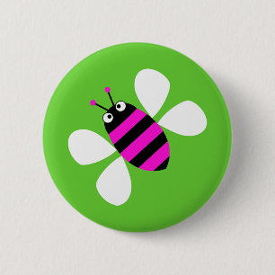 Roze bijen ronde button 5,7 cm
