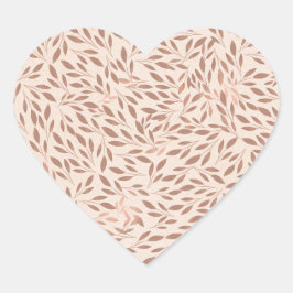 Roze bijtende bladeren botanisch glam Vrijgezellen Hart Sticker