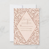 Roze bijtende bladeren botanische glazen buitenaar RSVP kaartje (Voorkant)