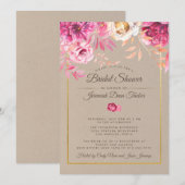 Roze bijtende bridale doucheuitnodiging kaart (Voorkant / Achterkant)