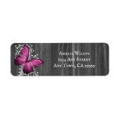Roze, bijtende Butterfly Return Address Label (Voorkant)
