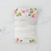 Roze bijtende Florals op wit hout Bedankkaart (Binnen)