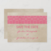 Roze bijtende kant Opslaan Briefkaart Datum (Voorkant / Achterkant)