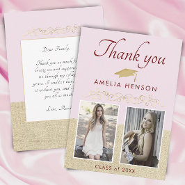 Roze bijtende Ornament 2 Foto Afstuderen Bedankkaart