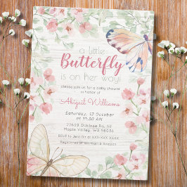 Roze, bijtende Waterverf Butterfly Girl Baby showe Kaart