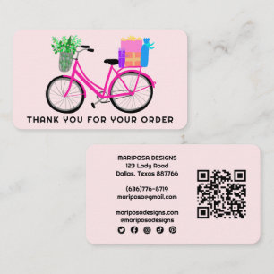 Roze Bike Gifts Klantenbestelling Dank u QR-code Visitekaartje