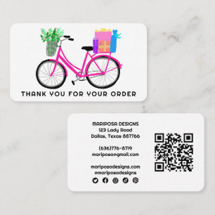 Roze Bike Gifts Klantenbestelling Dank u QR-code Visitekaartje