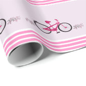 Roze bike met roze lint cadeaupapier (Rol Hoek)