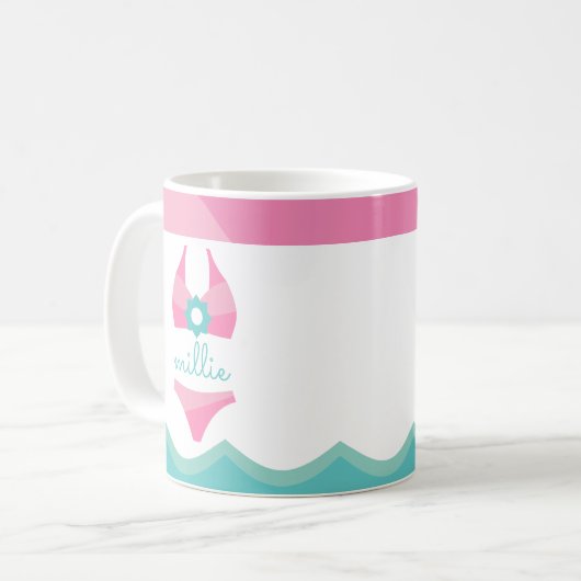 Roze bikini badpak gepersonaliseerde mok (Voorkant links)