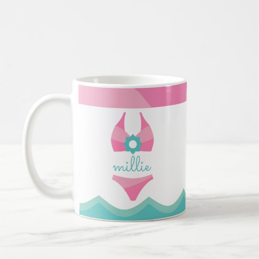 Roze bikini badpak gepersonaliseerde mok (Links)