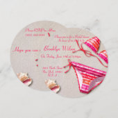 Roze Bikini Beach Bruids Douche Uitnodigingen (Voorkant / Achterkant)