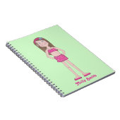 Roze Bikini, eerlijke huid met bruine ogen en blau Notitieboek (Rechterzijde)