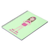 Roze Bikini, eerlijke huid met bruine ogen en blau Notitieboek (Linkerzijde)