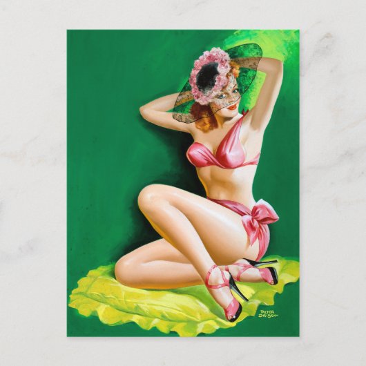 Roze Bikini omhoog Briefkaart (Voorkant)