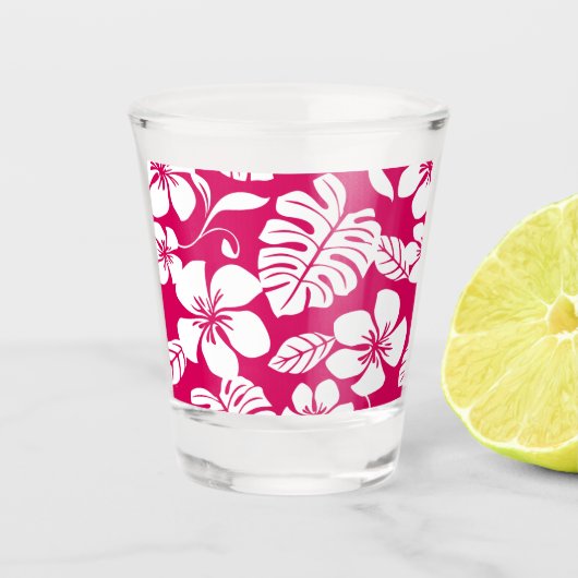 ROZE BIKINI PATROON IN AARDBEIROOD SHOT GLAS (Voorkant)