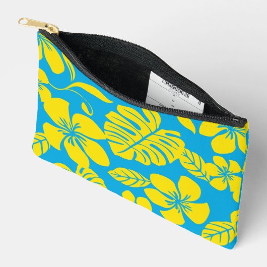 ROZE BIKINI PATROON IN BLAUW/GEEL ETUI (Open)