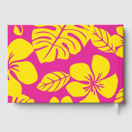 ROZE BIKINI PATROON IN HEET ROZE EN GEEL GASTENBOEK (Achterkant)