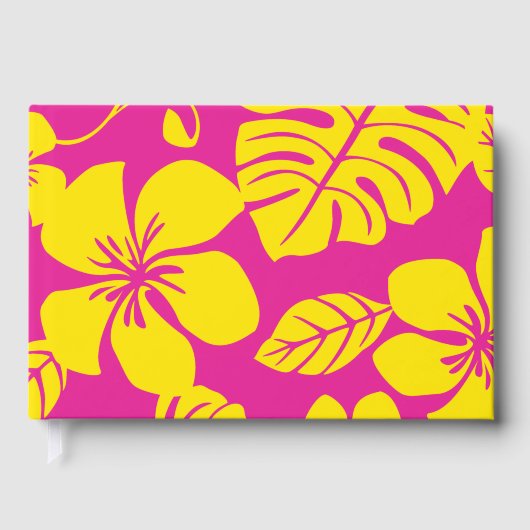 ROZE BIKINI PATROON IN HEET ROZE EN GEEL GASTENBOEK (Voorkant)