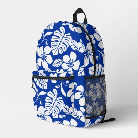 ROZE BIKINI PATROON IN KONINKLIJK BLAUW BEDRUKTE RUGZAK (Achterkant Hoek Rechts)