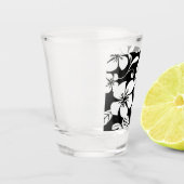 ROZE BIKINI PATROON IN ZWART SHOT GLAS (Links)