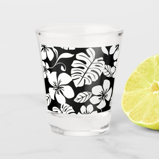 ROZE BIKINI PATROON IN ZWART SHOT GLAS (Voorkant)