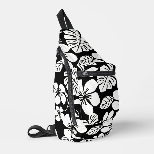 ROZE BIKINI PATROON IN ZWART SLING BAG (Linkerhoek)