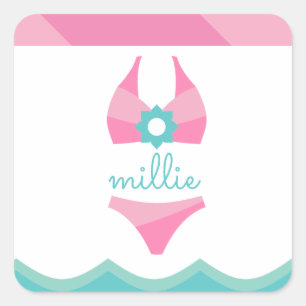 Roze Bikini Swimsuit gepersonaliseerde Sticker