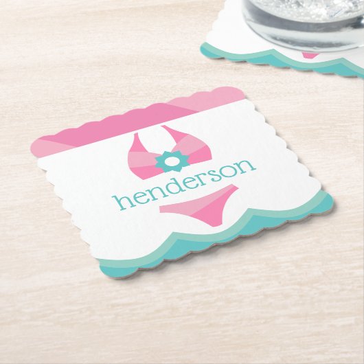 Roze bikini-zwempak - Aangepaste Onderzetters papi (Gebogen)