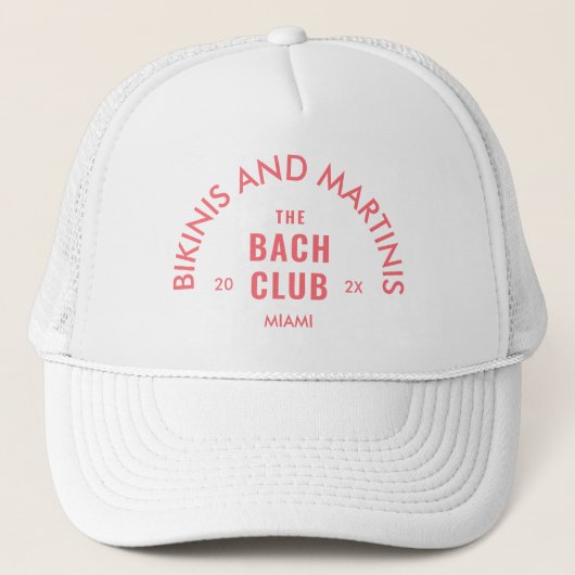 Roze bikini's en martini's de Bach Club Custom Trucker Pet (Voorkant)