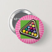 Roze biljarten ronde button 5,7 cm (Voorkant /achterkant)