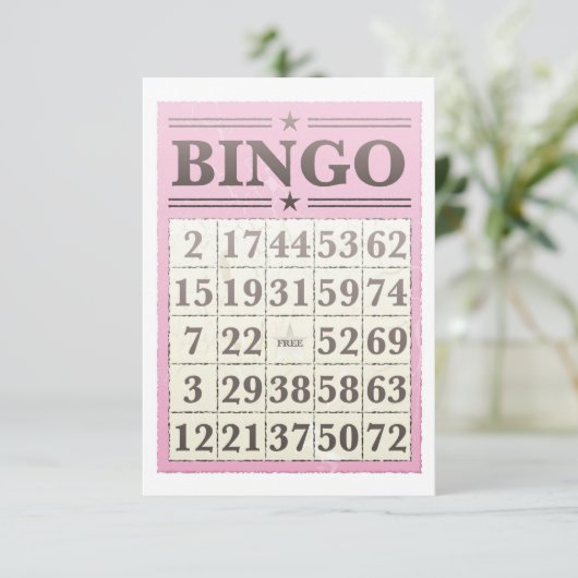 Roze Bingo Score Kaart (Staand voorkant)