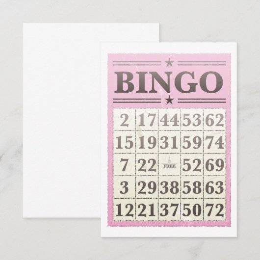 Roze Bingo Score Kaart (Voorkant / Achterkant)