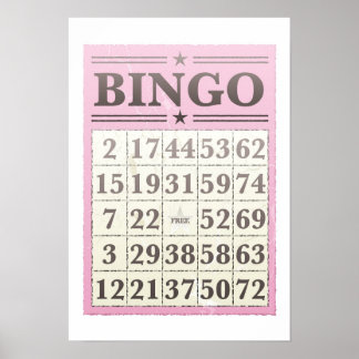Roze Bingo Score Kaart Poster