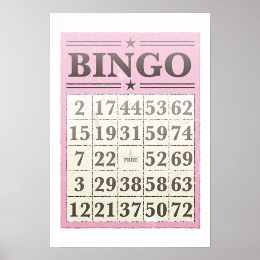 Roze Bingo Score Kaart Poster (Voorkant)