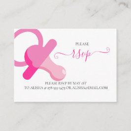 ROZE BINKY, BABY SHOWER RSVP Behuizing Kaart