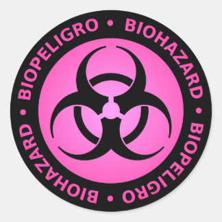 Roze biogevaar ronde sticker