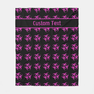 Roze biogevaarsymbolen Blanket met aangepaste teks Fleece Deken