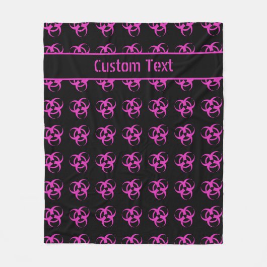 Roze biogevaarsymbolen Blanket met aangepaste teks Fleece Deken (Voorkant)