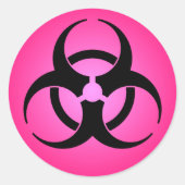 Roze biogevaarsymbool ronde sticker (Voorkant)