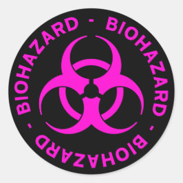 Roze biogevaarsymbool ronde sticker