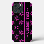 Roze biohazard met aangepaste tekst Case-Mate iPhone case (Achterkant)