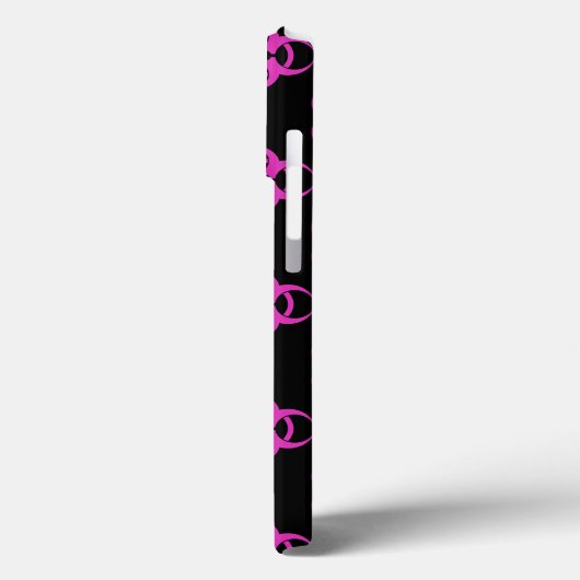 Roze biohazard met aangepaste tekst Case-Mate iPhone case (Achterkant / Links)